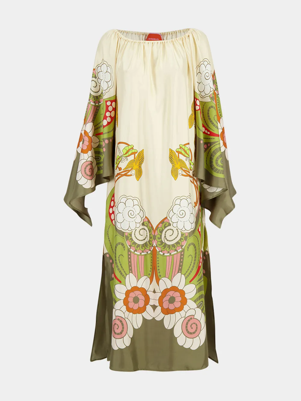 Date Palms Goddess Placée Silk Midi Dress sold by Fashion Clinic