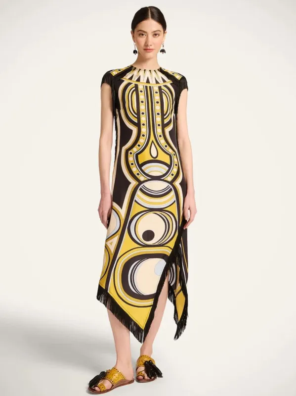Sanctuary Placée Gold Silk Voile Scarf Dress made by LA DoubleJ