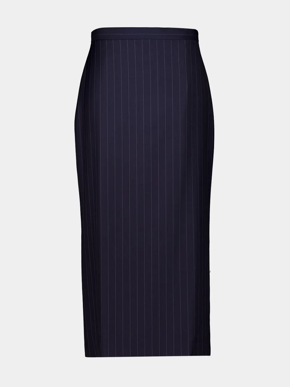 Dark Navy Wool Midi Striped Skirt sold by Fashion Clinic product image thumbnail 2