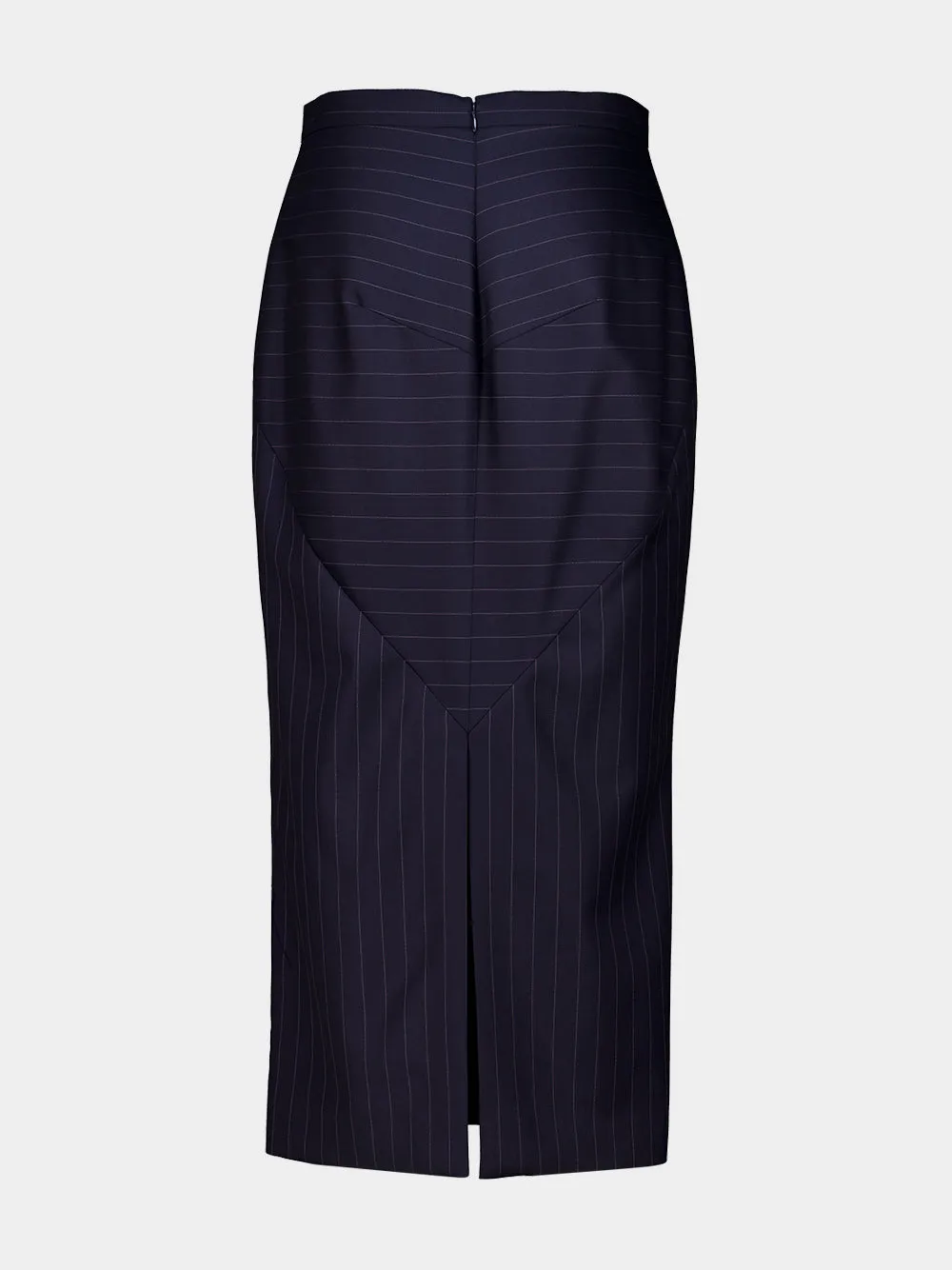 Dark Navy Wool Midi Striped Skirt sold by Fashion Clinic product image thumbnail 4
