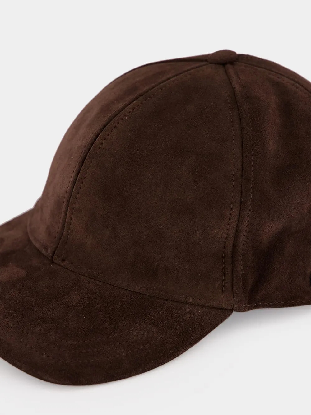 Brown Suede Baseball Cap with VLogo Signature sold by Fashion Clinic product image thumbnail 4
