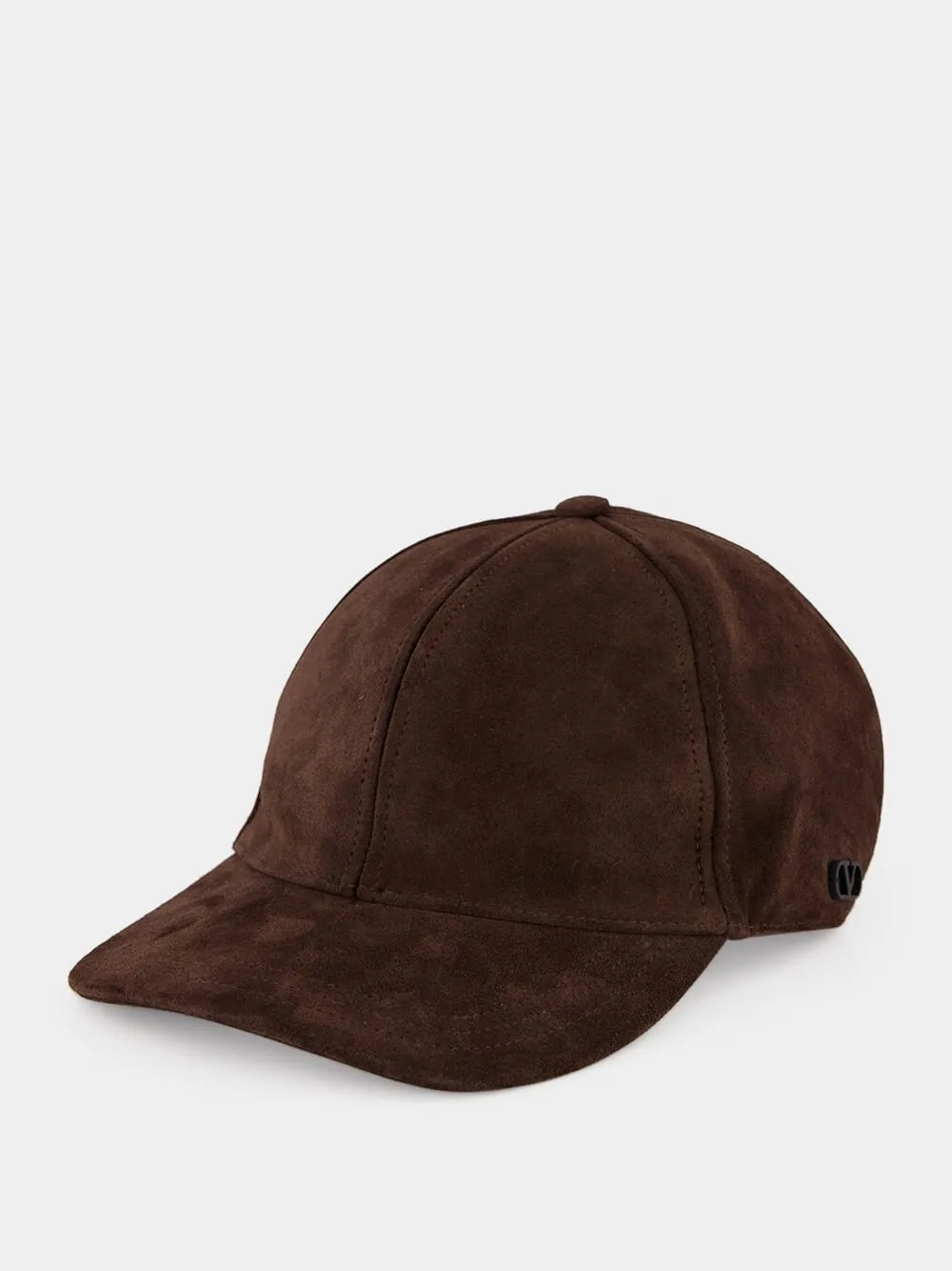 Brown Suede Baseball Cap with VLogo Signature sold by Fashion Clinic product image thumbnail 2