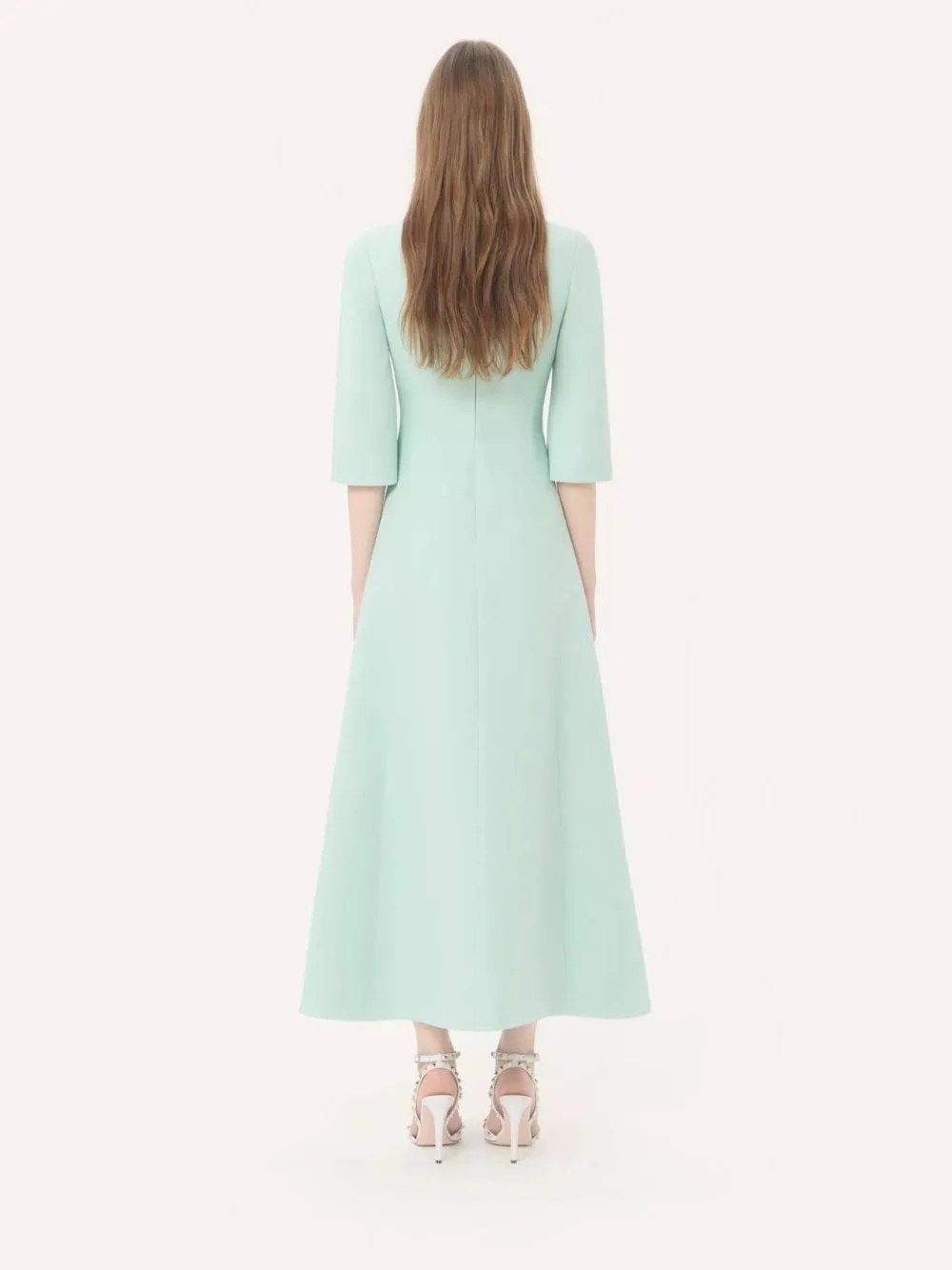 Celadon and Silver Crepe Couture Embroidered Midi Dress sold by Fashion Clinic product image thumbnail 3