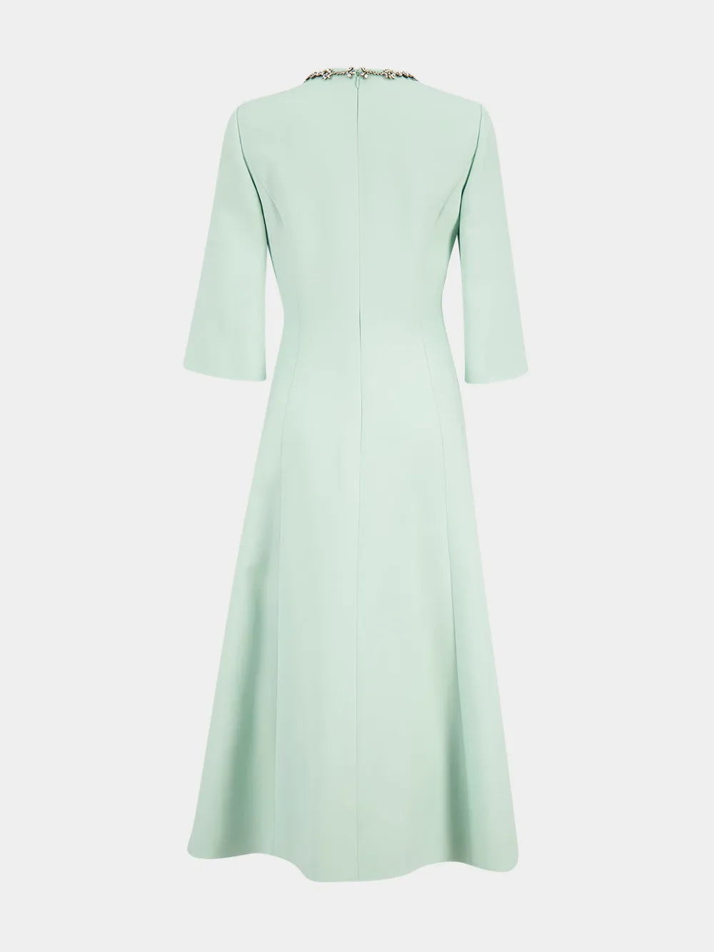 Celadon and Silver Crepe Couture Embroidered Midi Dress sold by Fashion Clinic product image thumbnail 4