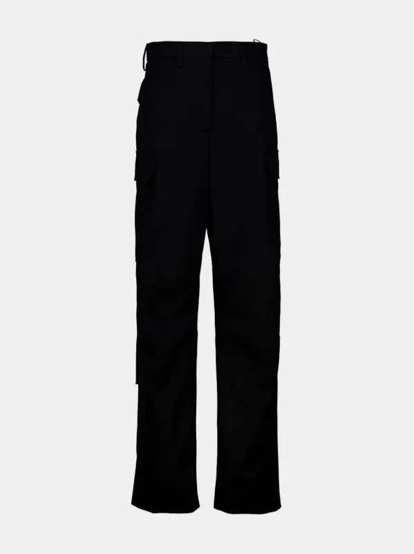 Black Wool Cargo Trousers made by Stella McCartney