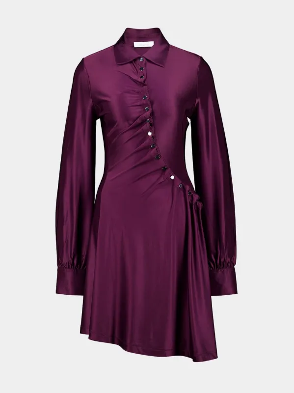 Magenta Purple Asymmetric Mini Dress made by Rabanne