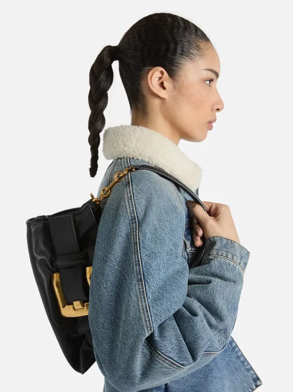 Black Mini Anthem Smooth Leather Bag made by Balmain