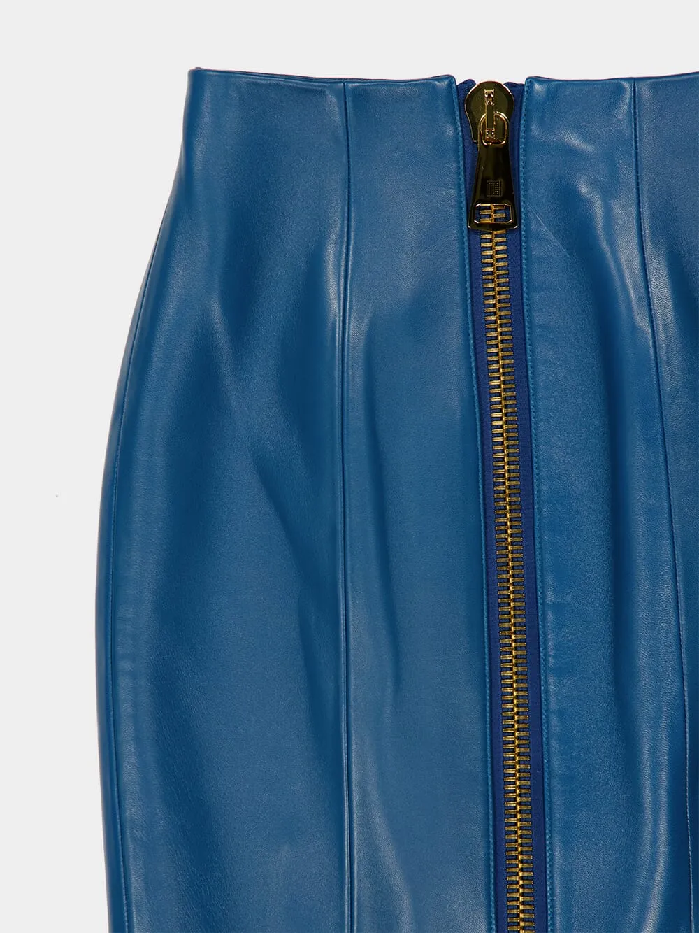 Blue Zipped Lambskin Skirt sold by Fashion Clinic product image thumbnail 5