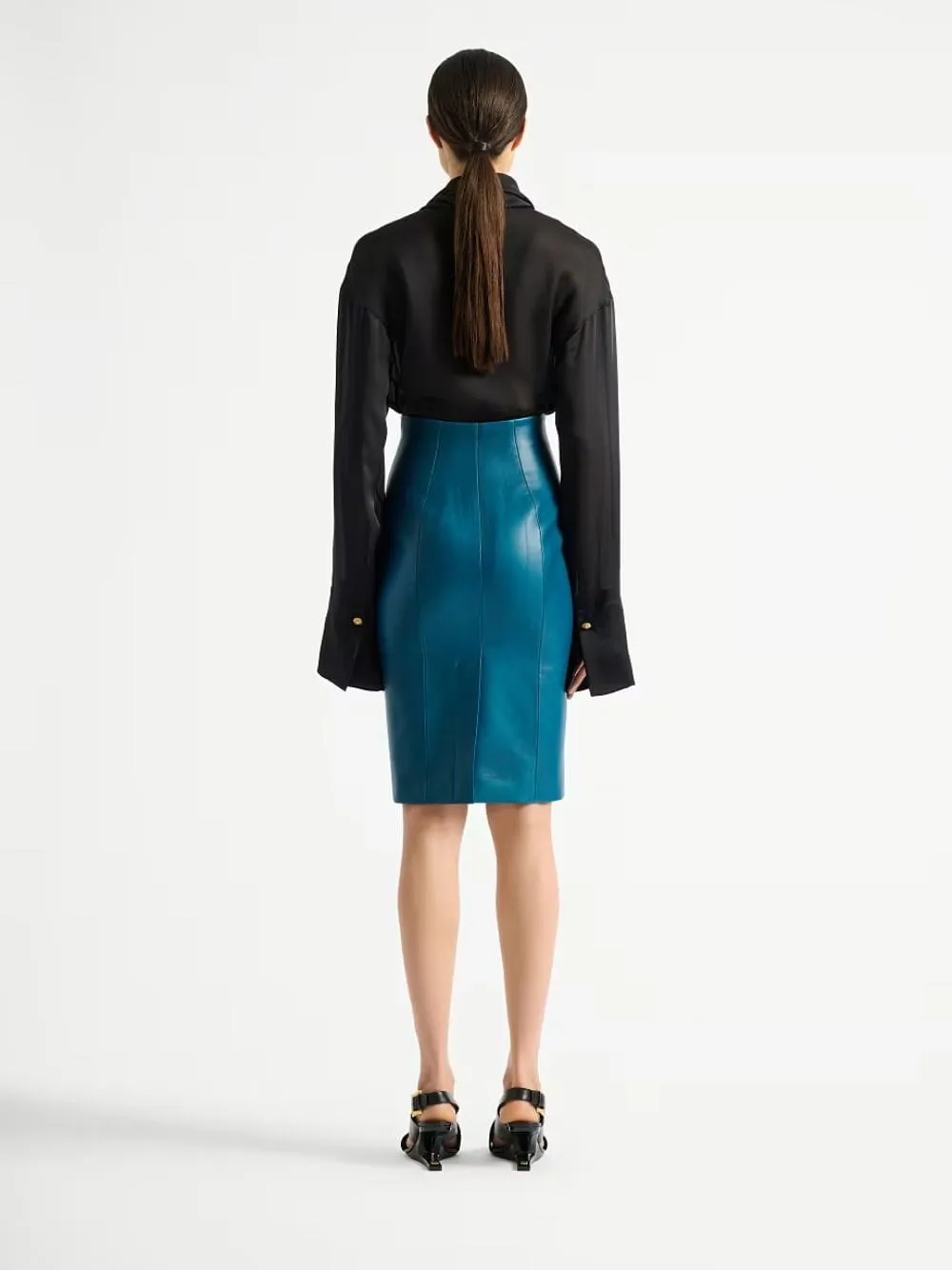Blue Zipped Lambskin Skirt sold by Fashion Clinic product image thumbnail 3