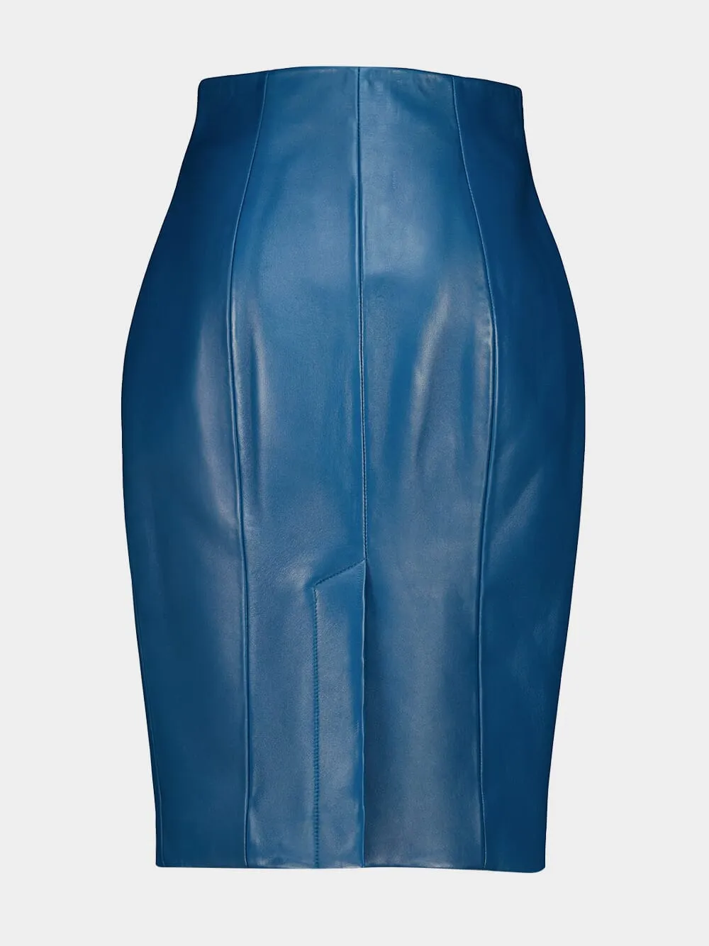 Blue Zipped Lambskin Skirt sold by Fashion Clinic product image thumbnail 4
