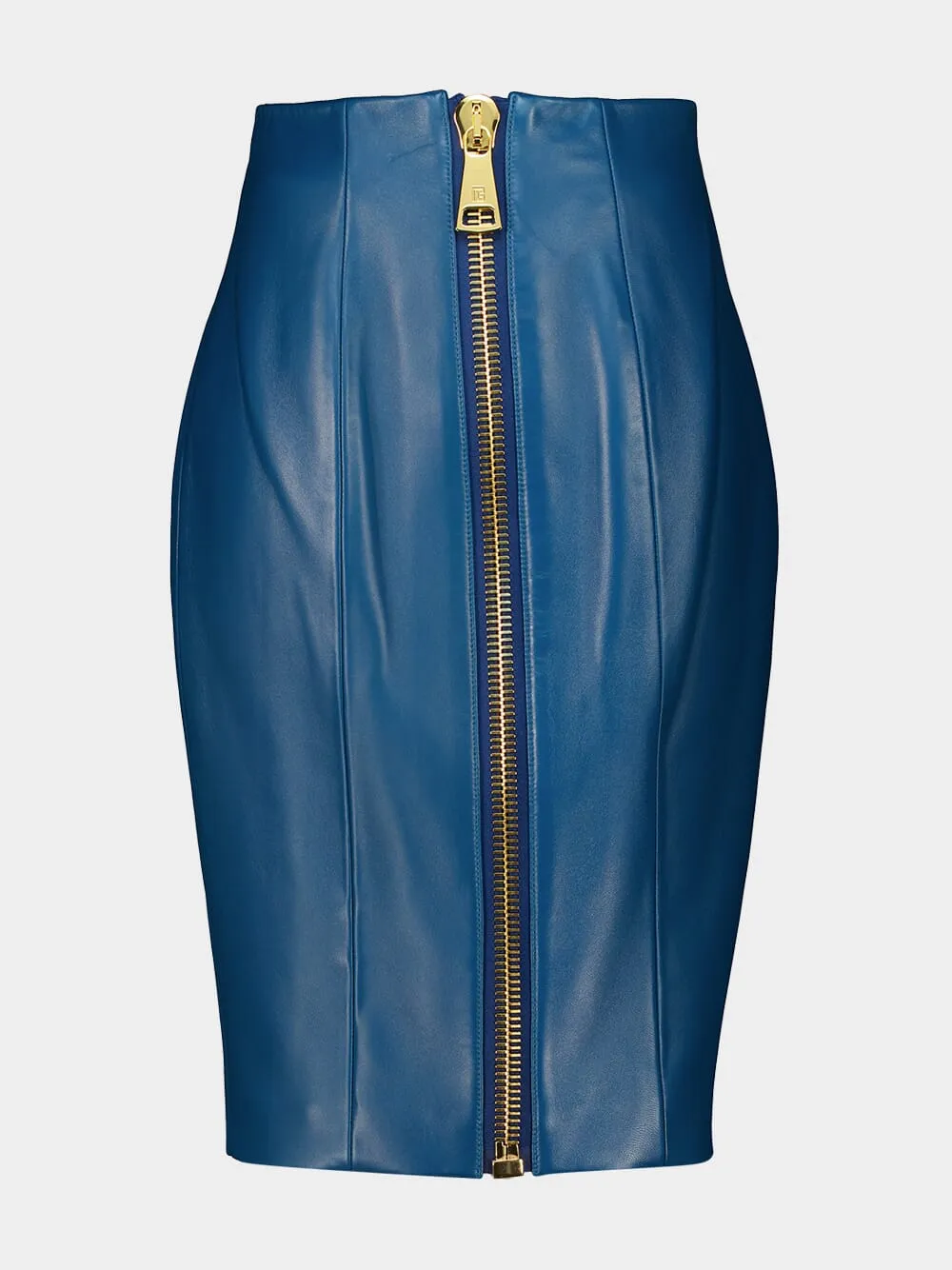 Blue Zipped Lambskin Skirt sold by Fashion Clinic product image thumbnail 2