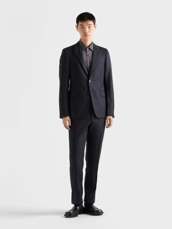 Navy Wool-Cashmere Slim Suit made by Prada