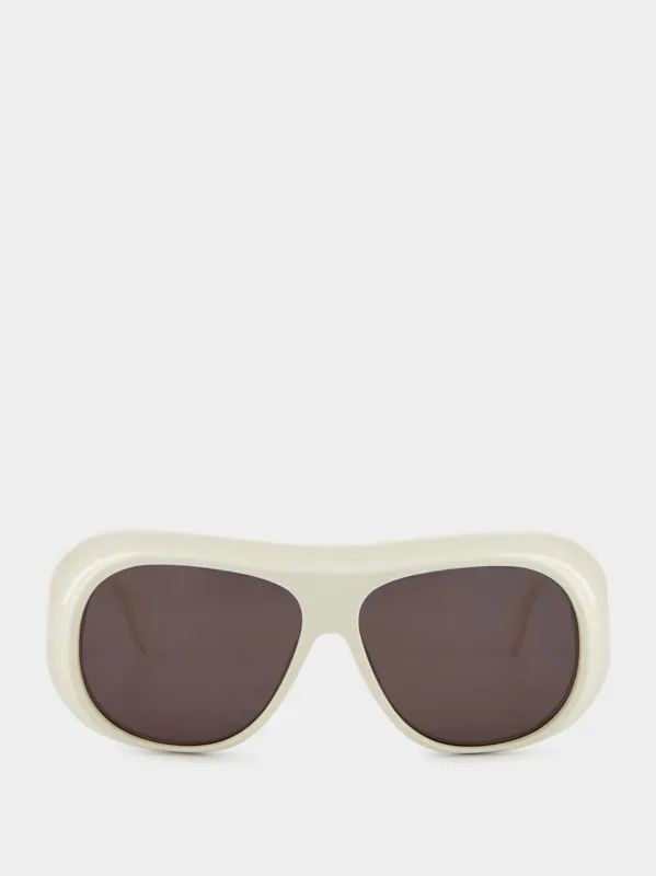 White Elfin Oversized Pilot Sunglasses made by Palm Angels