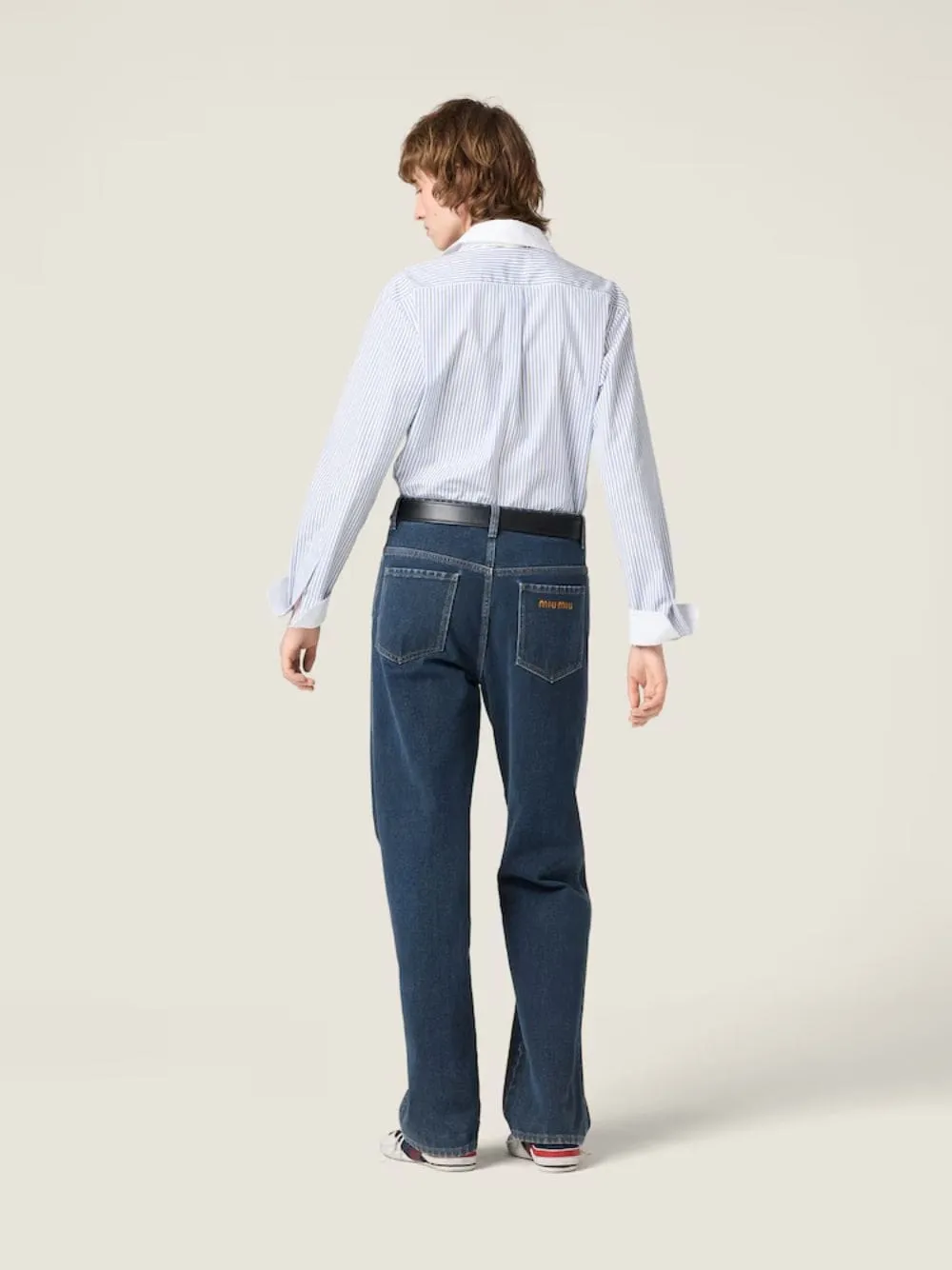 Light Blue Striped Cotton Poplin Shirt with Contrast Collar sold by Fashion Clinic product image thumbnail 4