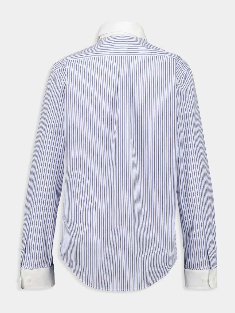 Light Blue Striped Cotton Poplin Shirt with Contrast Collar sold by Fashion Clinic product image thumbnail 3