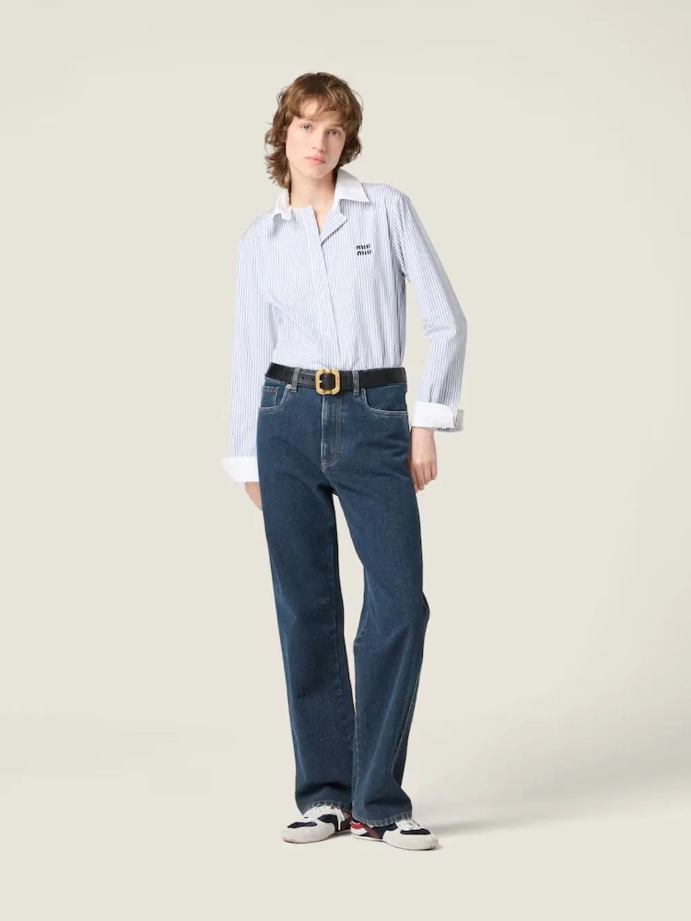 Light Blue Striped Cotton Poplin Shirt with Contrast Collar sold by Fashion Clinic product image thumbnail 2