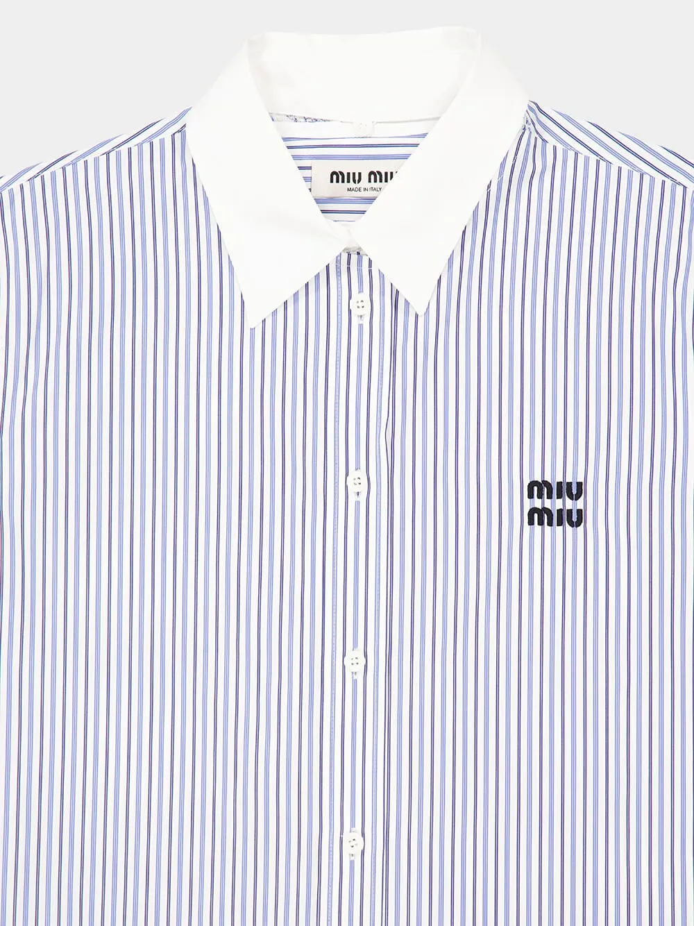 Light Blue Striped Cotton Poplin Shirt with Contrast Collar sold by Fashion Clinic product image thumbnail 5