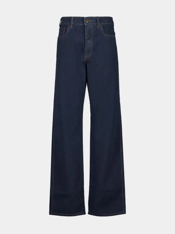 Blue Wide-Leg Denim Jeans made by Miu Miu