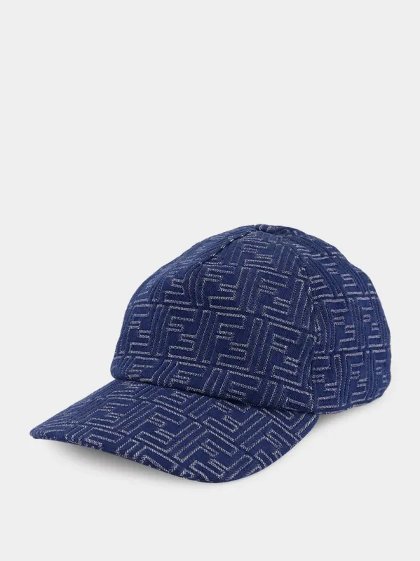 Blue FF Denim Baseball Cap made by Fendi