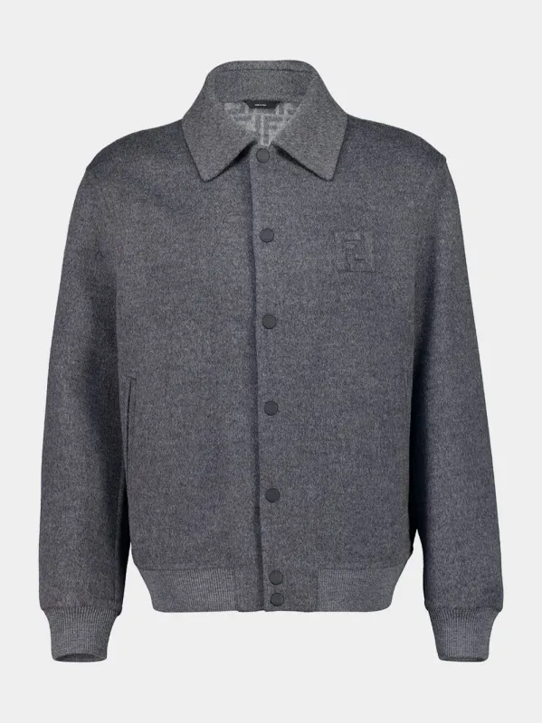 Grey Wool Blouson Jacket made by Fendi