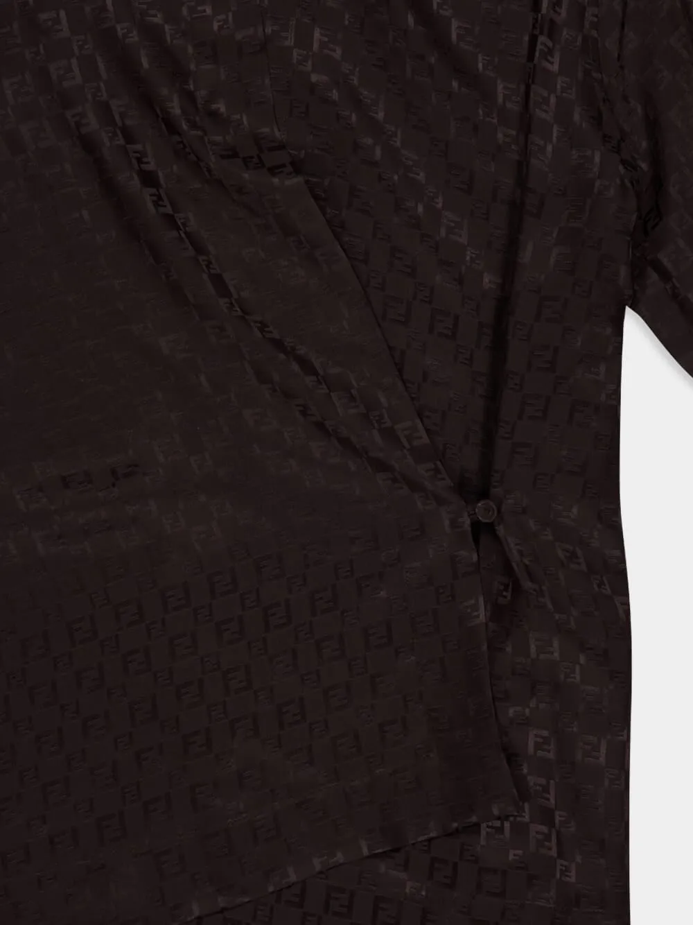 Brown Silk FF Jacquard Draped Shirt sold by Fashion Clinic product image thumbnail 3