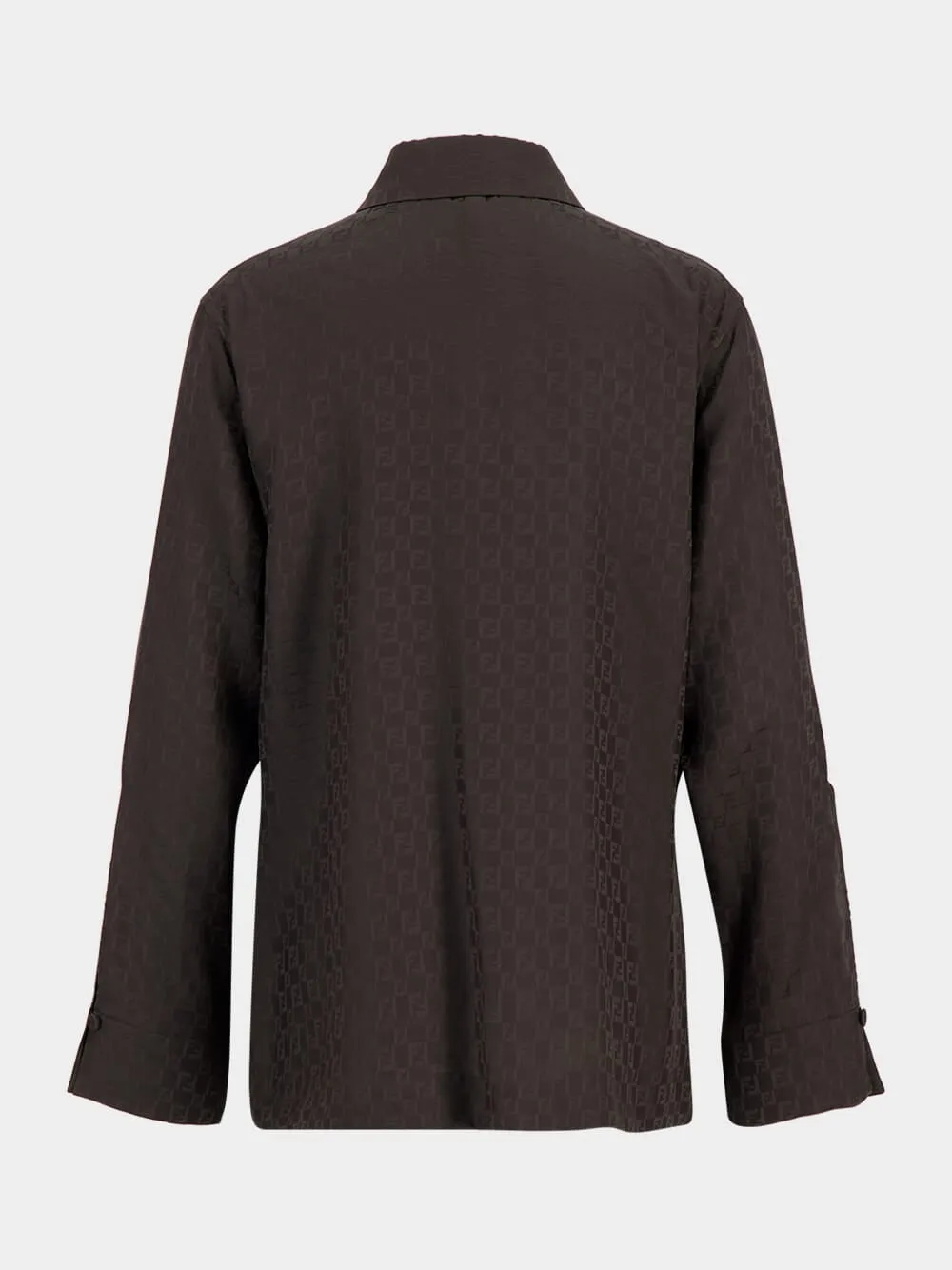 Brown Silk FF Jacquard Draped Shirt sold by Fashion Clinic product image thumbnail 2