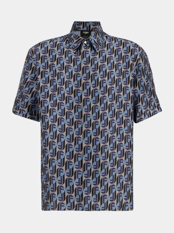 Blue Silk Fendinity Printed Shirt made by Fendi