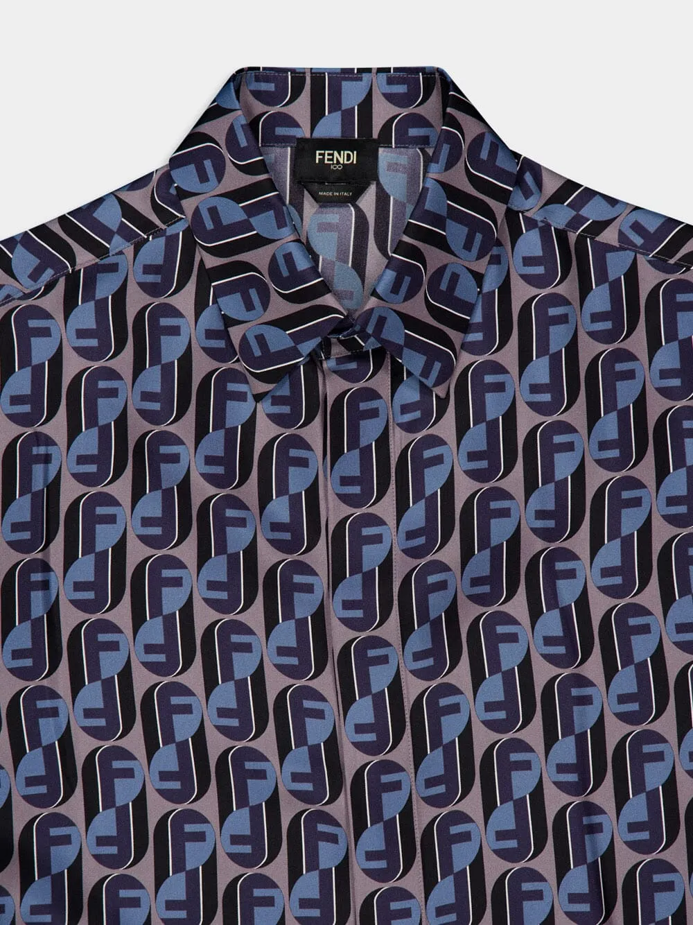 Blue Silk Fendinity Printed Shirt sold by Fashion Clinic product image thumbnail 3