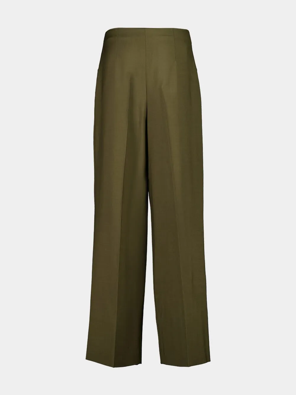 Olive Green Wool and Mohair Wide-Leg Trousers sold by Fashion Clinic product image thumbnail 2