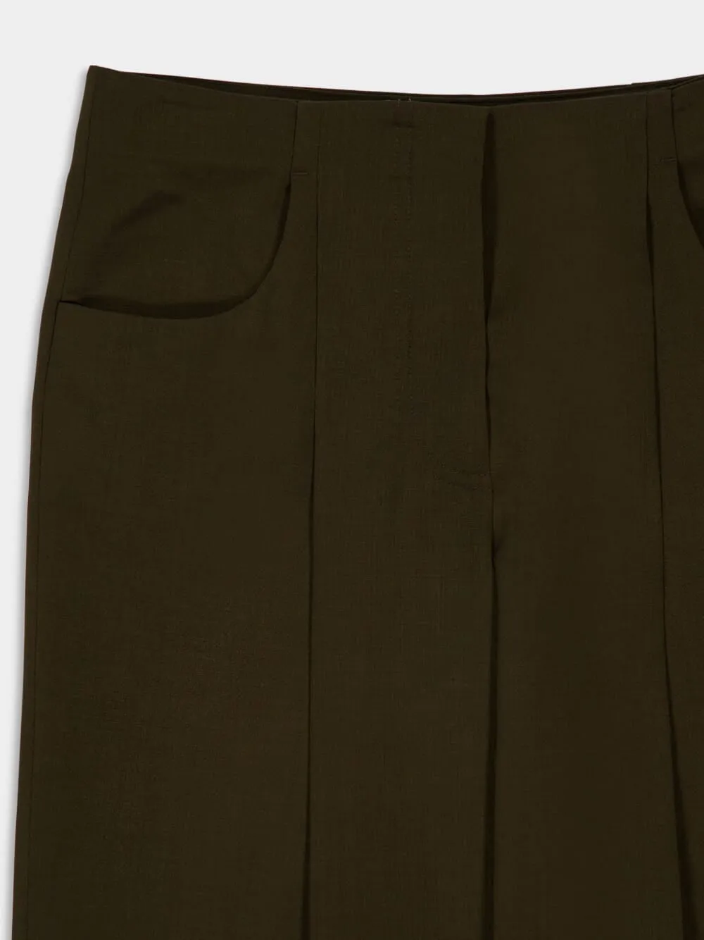 Olive Green Wool and Mohair Wide-Leg Trousers sold by Fashion Clinic product image thumbnail 3