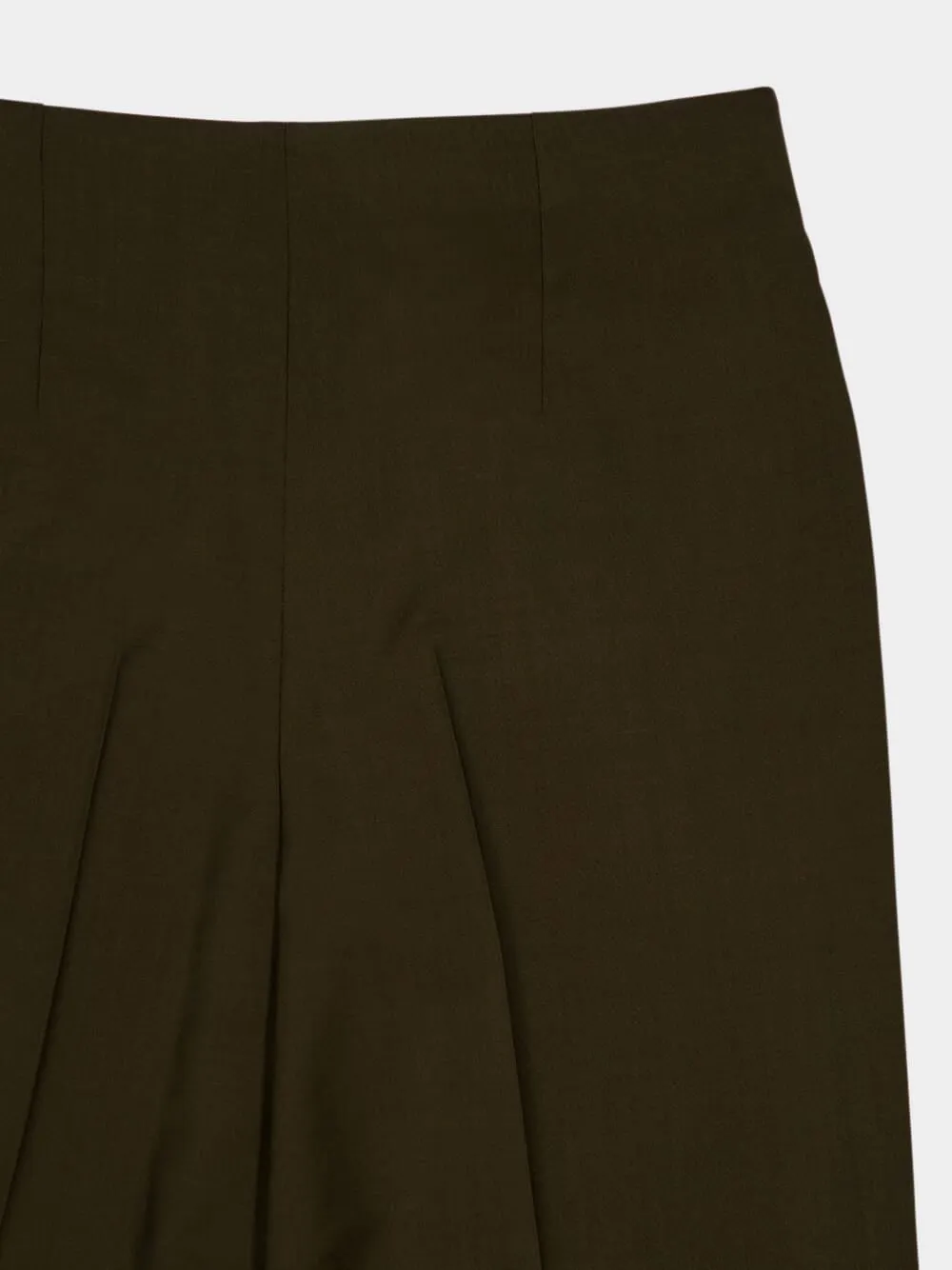 Olive Green Wool and Mohair Wide-Leg Trousers sold by Fashion Clinic product image thumbnail 4