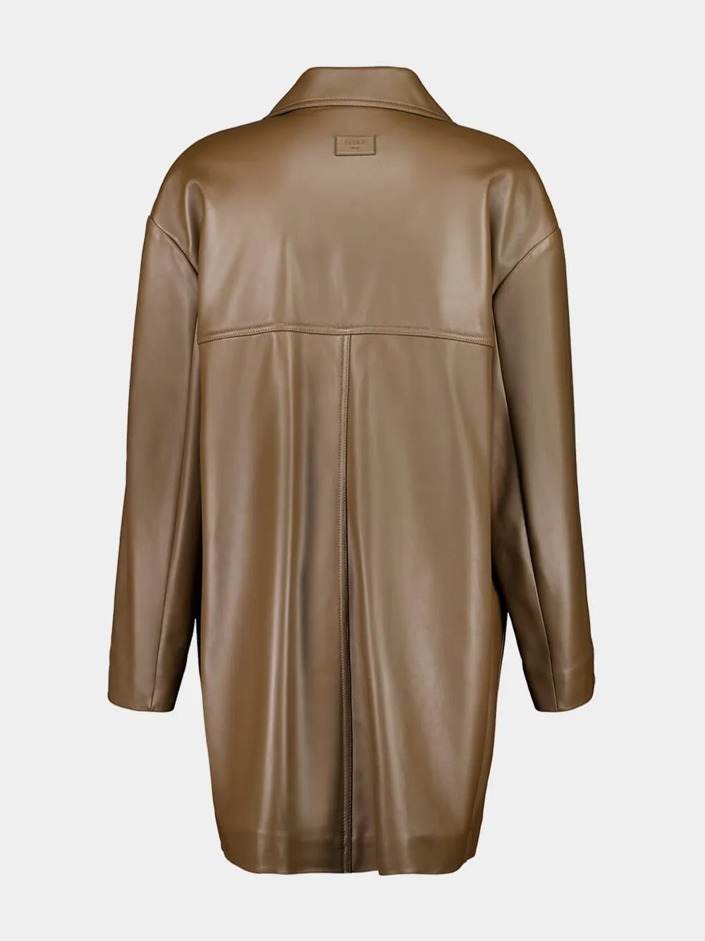 Brown Leather Pea Coat sold by Fashion Clinic product image thumbnail 3