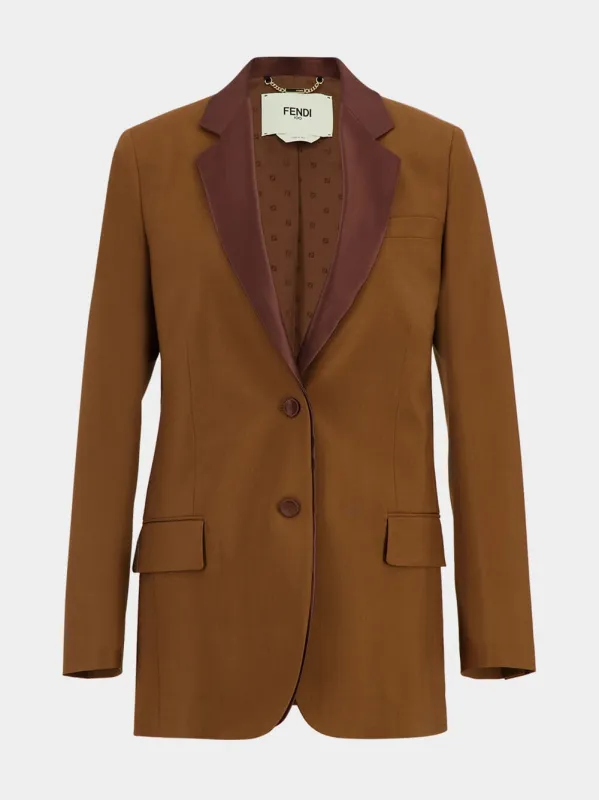 Brown Wool Mohair Blazer with Silk Lapels made by Fendi