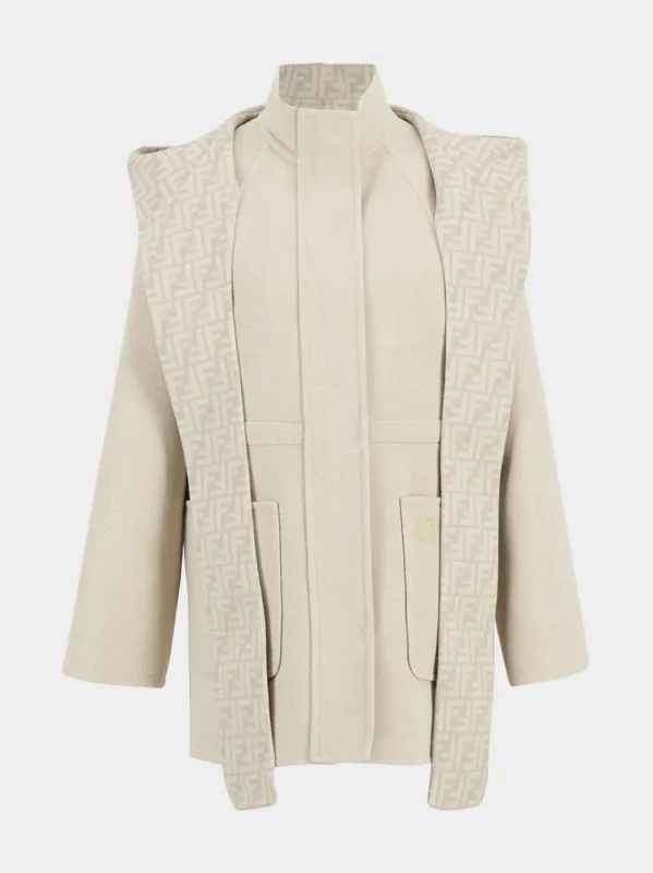 Calce Hooded Wool Parka with FF Detail made by Fashion Clinic