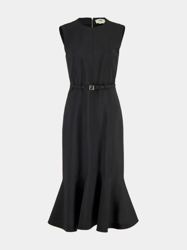 Dark Grey Wool Midi Dress made by Fendi