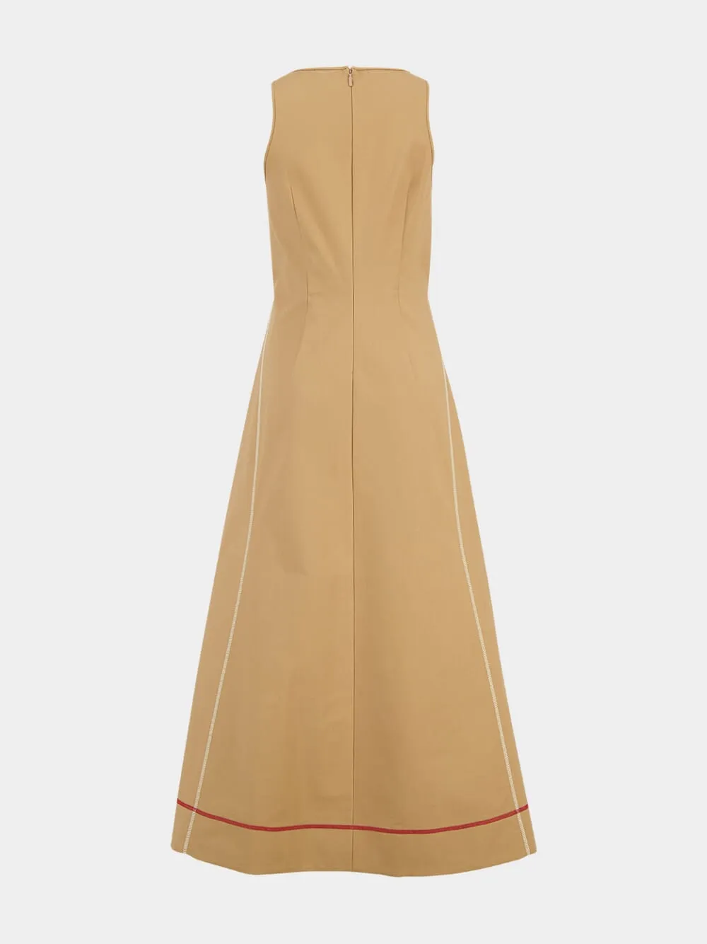 Dark Beige Sleeveless Cotton Flared Dress sold by Fashion Clinic product image thumbnail 2
