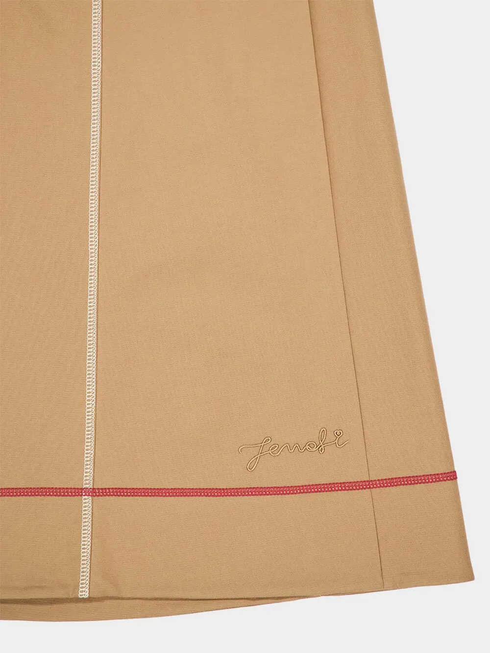 Dark Beige Sleeveless Cotton Flared Dress sold by Fashion Clinic product image thumbnail 4