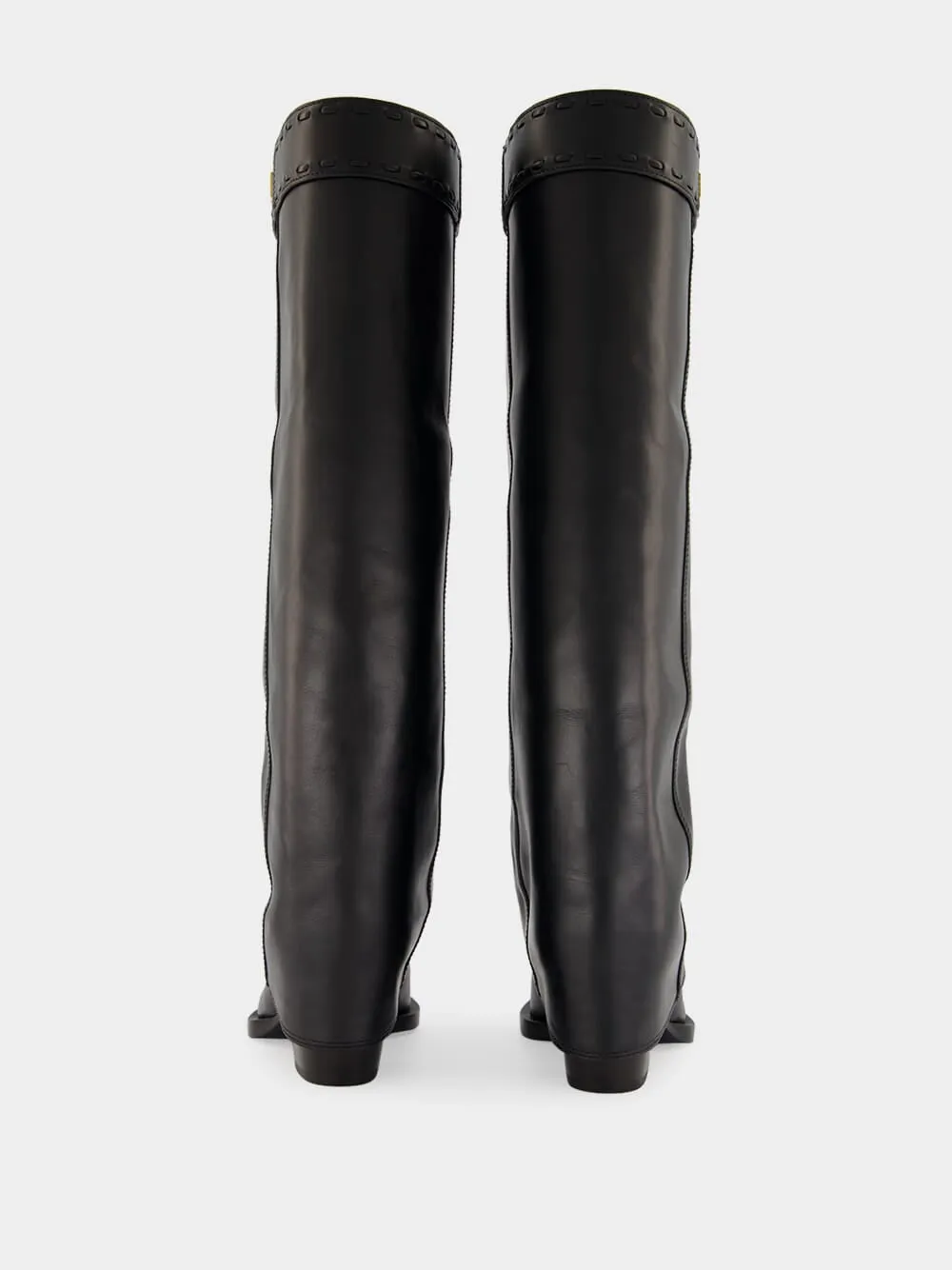 Minerva Black Leather Knee-High Boots sold by Fashion Clinic product image thumbnail 5