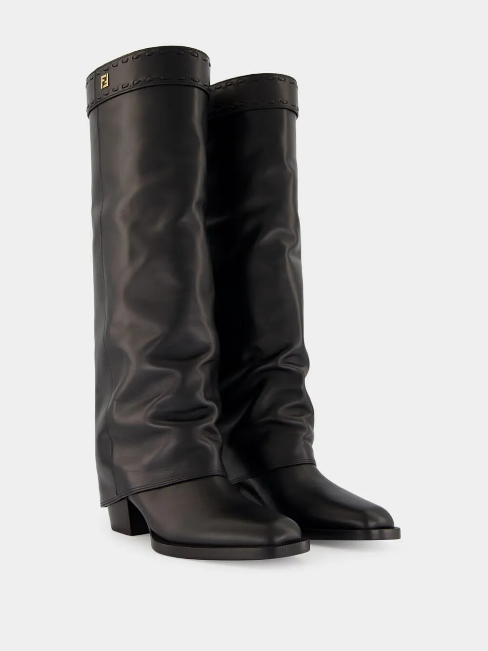 Minerva Black Leather Knee-High Boots sold by Fashion Clinic product image thumbnail 4
