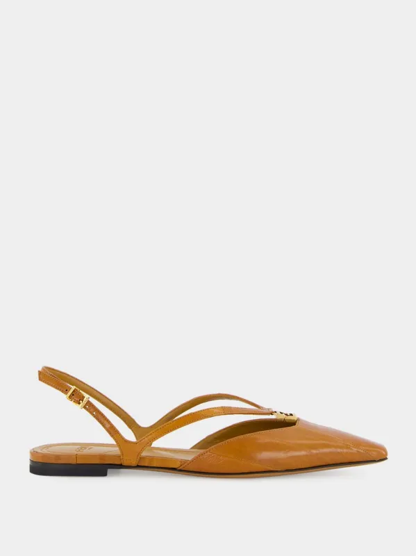 FFold Orange Hagfish Leather Flats made by Fendi