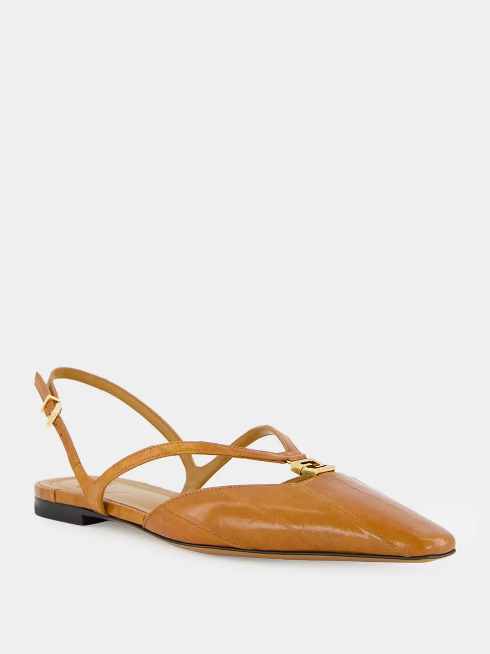 FFold Orange Hagfish Leather Flats sold by Fashion Clinic product image thumbnail 2