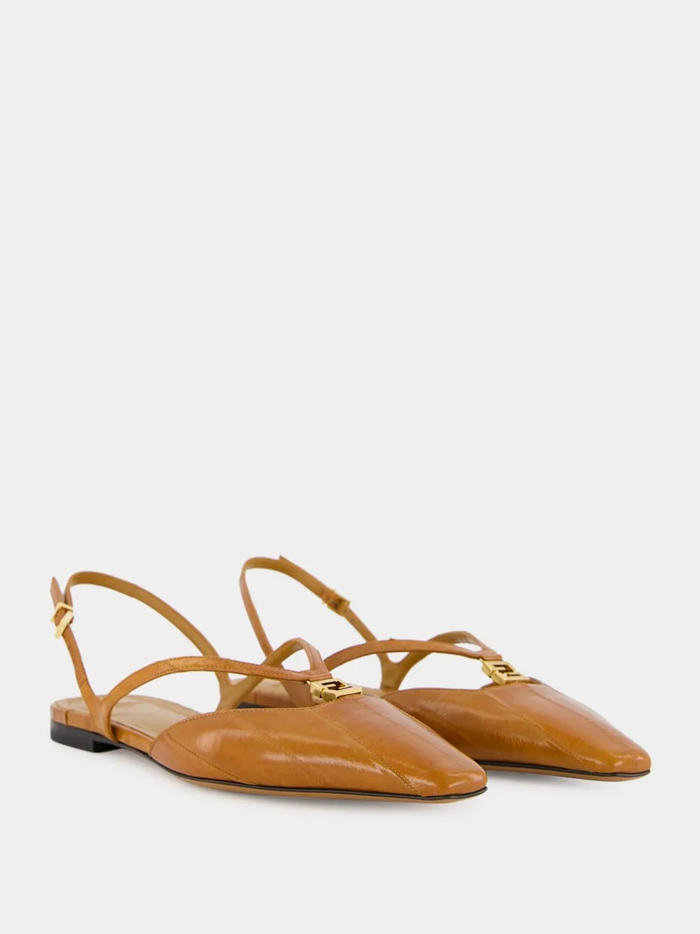 FFold Orange Hagfish Leather Flats sold by Fashion Clinic product image thumbnail 3