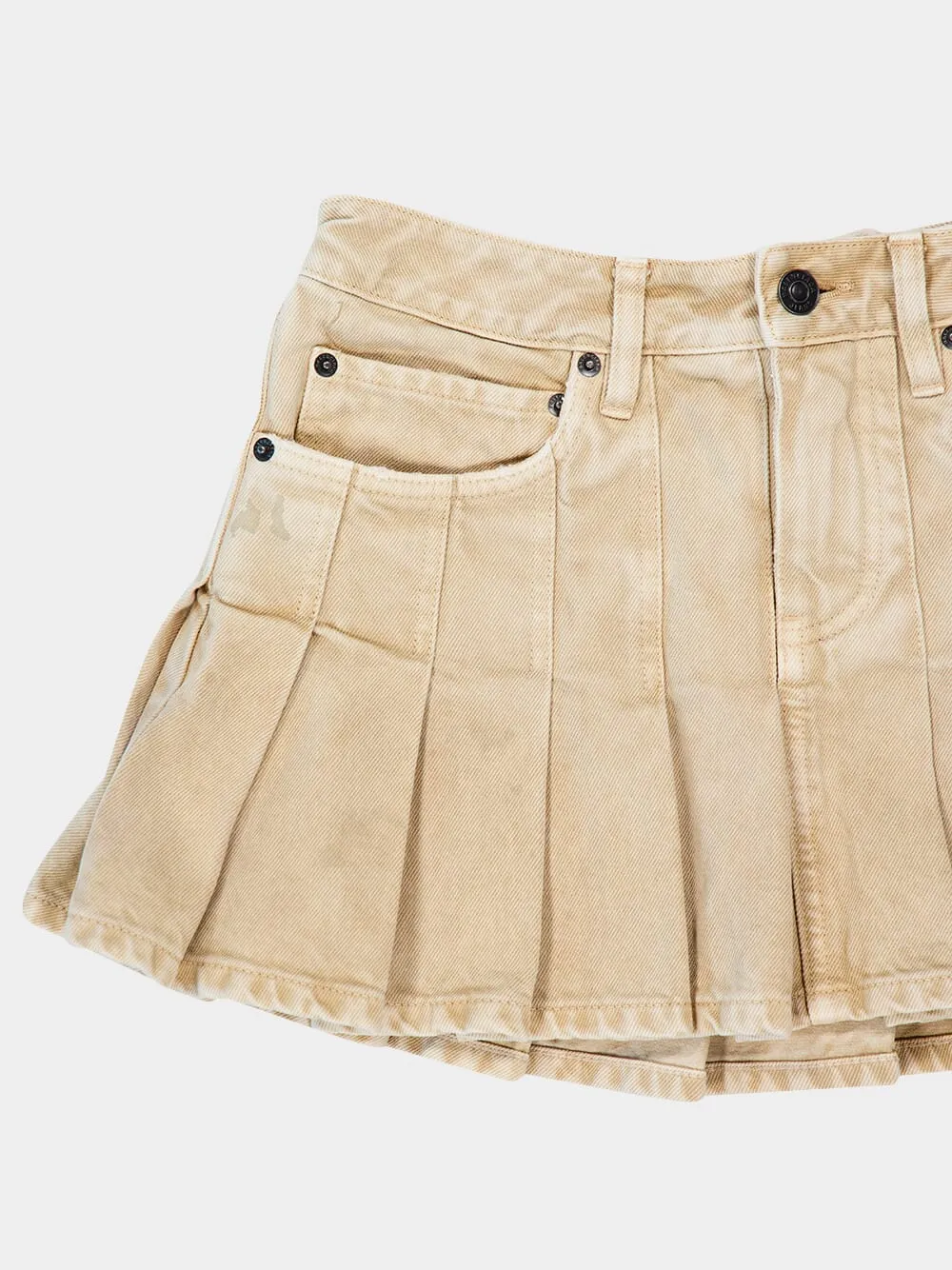 Beige Mini Pleated Denim Skirt sold by Fashion Clinic product image thumbnail 3