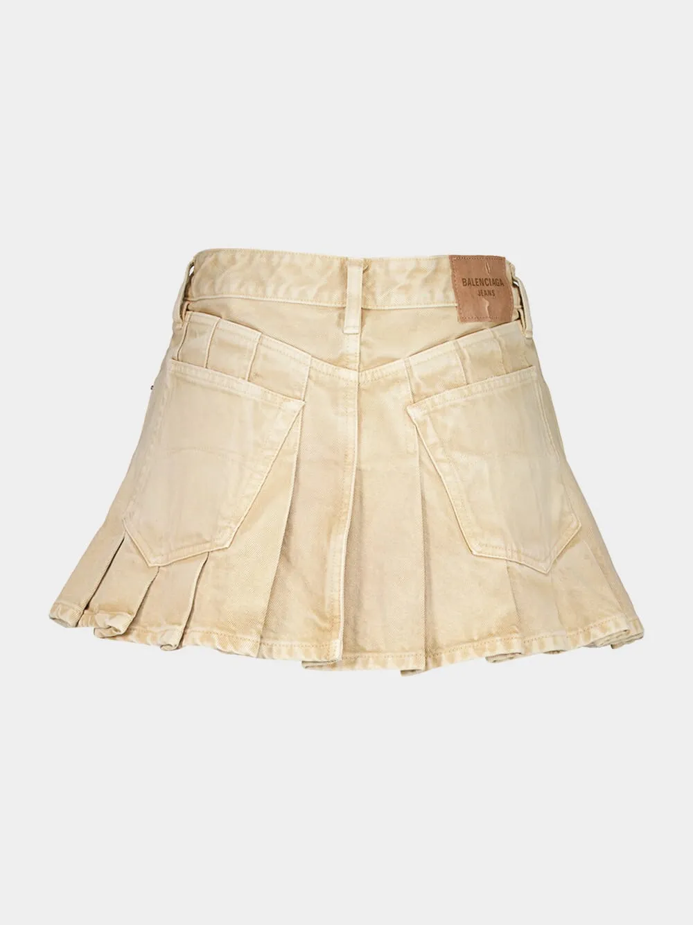 Beige Mini Pleated Denim Skirt sold by Fashion Clinic product image thumbnail 2