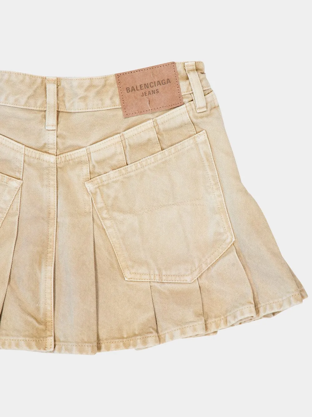 Beige Mini Pleated Denim Skirt sold by Fashion Clinic product image thumbnail 4