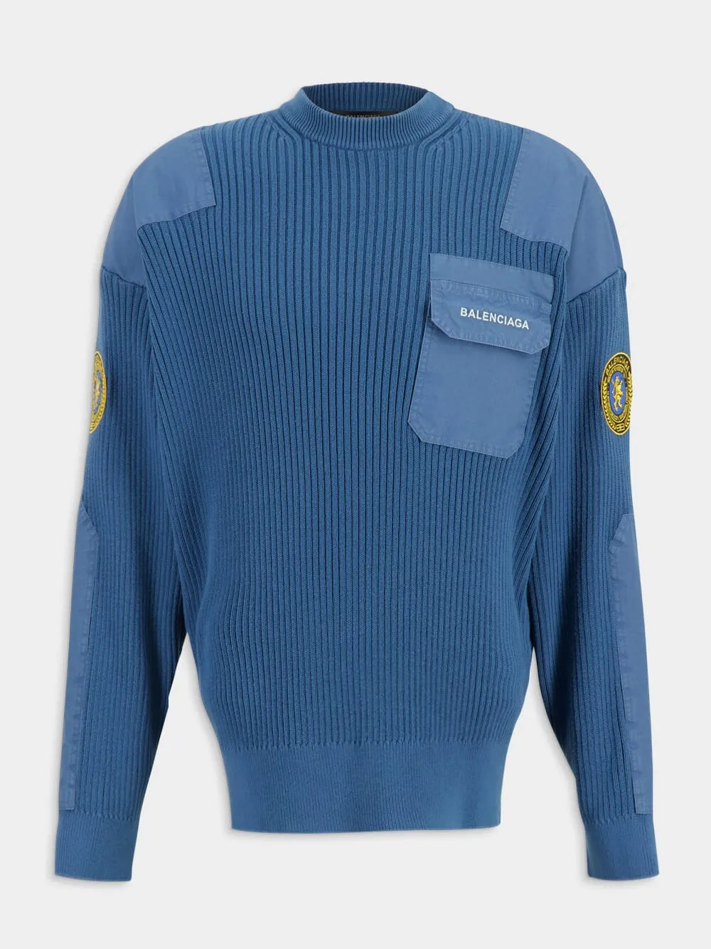 Dark Blue Military Cotton Sweater sold by Fashion Clinic