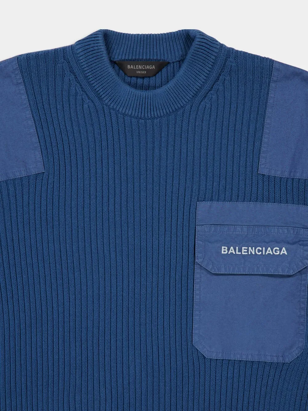 Dark Blue Military Cotton Sweater sold by Fashion Clinic product image thumbnail 3