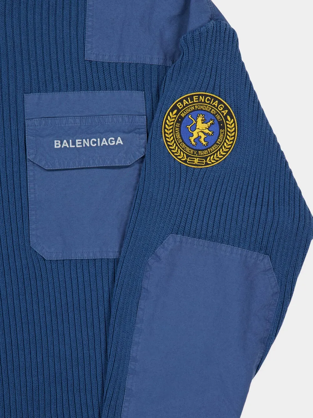 Dark Blue Military Cotton Sweater sold by Fashion Clinic product image thumbnail 4