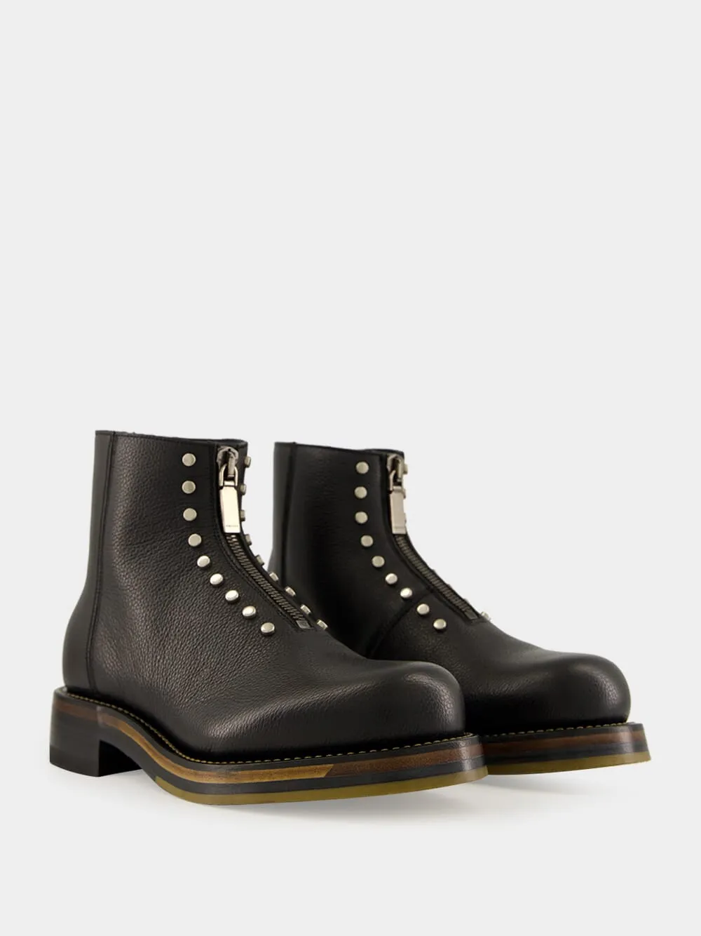 Black Calf Leather Maker Zip Boots sold by Fashion Clinic product image thumbnail 3