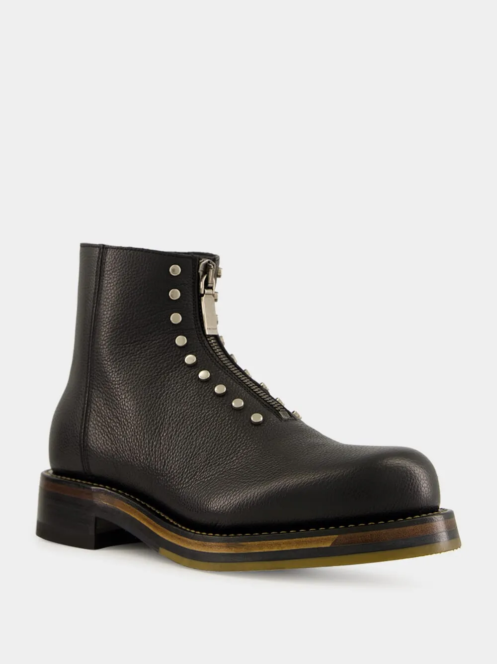 Black Calf Leather Maker Zip Boots sold by Fashion Clinic product image thumbnail 2